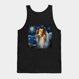 Rough Collie painted in Starry Night Style Tank Top